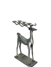 Metal Reindeer Candle Holder Candelabra Holiday Christmas Home Decor Silver 21” picture