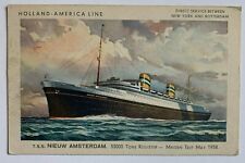1938 Postcard Holland America Line TSS Nieuw Amsterdam Paquebot At Sea Cancel picture