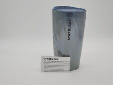 STARBUCKS Iridescent Blue Wave Ceramic Tumbler Mug with Lid 12 fl oz 2021 (GG) picture