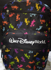 Walt Disney World Parks MultiColor Mickey Mouse LARGE Backpack + Goofy Keychain picture
