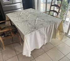 Vintage Embroidered Extra Large Tablecloth Banquet Size Rectangular 66 X 100” picture