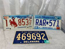 Wyoming 1990 Minnesota 2006 Delaware 1998 VTG USA License Plate Collectible Used picture