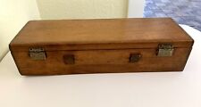 Vintage Wooden Box Hinged Lid Latches Shut  picture
