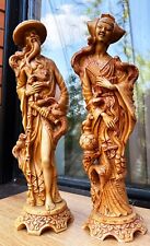 vintage Chinese figurines sculptures beautiful heavy wise old man and women picture