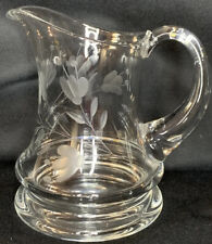 Vintage Etched Glass Creamer Pitcher picture