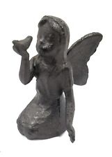 Angel Fairy Cherub Garden Statue Figurine with Bird Paperweight Cast Iron Rustic picture