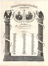 RARE 1864 Inaugural Ball Invitation for Pres Abraham Lincoln & VP Andrew Johnson picture