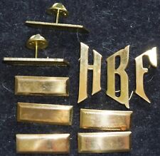 10- WWII U.S. Army First Lieutenant Gold Bars Letters BFH Shoulder Insignia Pins picture