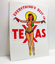 Texas Cowgirl Pinup Vintage Style Travel Decal / Vinyl Sticker, Luggage Label picture