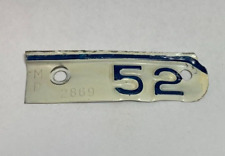 1952 Kansas License Plate Tab - McPherson County - MP 2869 picture