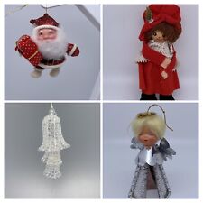 Vintage 1980's Christmas Ornaments Santa, Angel, Doll, Bells Lot of 4 picture