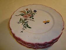 Set of 5 French hand painted dessert plates signed by French artist Renoleau  picture