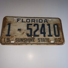 Vintage Original 1962 FLORIDA License Plate 1-52410 Dade Expired* - Rust picture