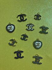 Lot Of 10 Stamped Blue Chanel Zipper Pull Button Charms picture