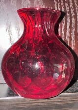 Ruby Red Diamond Pattern  Bud Vase 3.5x2.5” Vintage picture