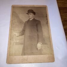 Vintage Cabinet Photo - Tall Man in hat and Coat , Grooms Photography , Ripley O picture