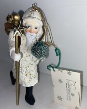 Santa Father Frost Dept. 56 Vintage W/ Cane Tree & Backpack Of Logs Ornament NEW picture