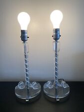 Lucite Acrylic Mid Century Modern Set Of Table Lamps Twist Swirl Pattern Vintage picture
