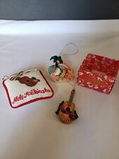 Lot Of Vintage Hawaiian  Christmas Ornaments - Santa, Guitar  picture