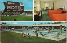 1960s OXFORD, Ohio Postcard MIAMI MOTEL Pool Scene / Highway 27 Roadside Chrome picture