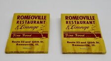 Romeoville Restaurant Lounge Chicago Area Illinois Lot of 2 FULL Matchbook's picture