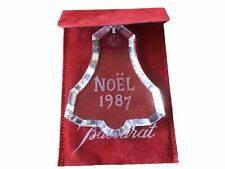 VTG BACCARAT FRANCE CRYSTAL 1987 CHRISTMAS BELL ORNAMENT Noel w/ Box Bag picture