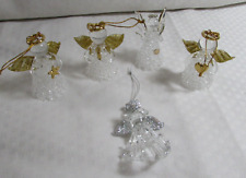 Vintage Lot Spun Glass Angels  Christmas Tree Ornaments W. Gold Accents picture
