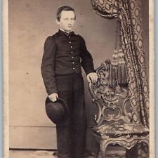 c1860s Allentown PA Tall Young Man Boy Black Uniform CDV Real Photo Heimbach H41 picture
