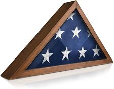 Flag Display Case for 5' x 9.5' American Veteran Burial Solid Wood Rustic Brown picture
