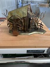Vintage Copper Tin Music Box Water Mill Wheel Plays Moon River 10