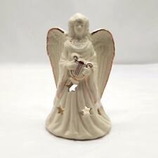 Ceramic Angel Figurine Candle Holder Ivory Gold Collectible picture