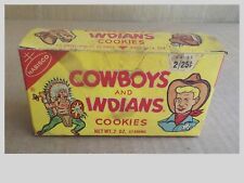 VINTAGE NABISCO COWBOYS AND INDIANS 2/25 CENTS COOKIE BOX CONTENTS STILL INTACT picture