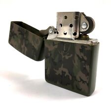 1995 Vintage Zippo Lighter - Army Camo Camouflage Lighter Green Matte Finish picture