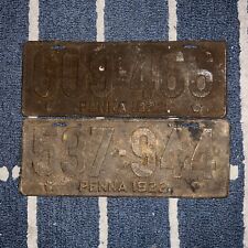 Two 1922 Pennsylvania Vintage Old License Plates picture