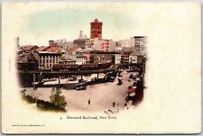 Elevated Railroad New York NY Buildings Antique Postcard picture