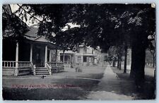 1913 A View On James Street Dirt Pathways Porch Dowagiac Michigan MI Postcard picture