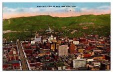 Vintage Bird's Eye View of Salt Lake City, UT Postcard picture