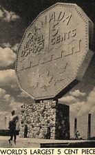 Vintage Postcard 1910's The Big Nickel World's Largest 5 Cent Piece Ontario CAN picture