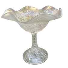 Stunning Northwood Hearts and Flowers Iridescent Blue Carnival Pedestal Compote picture