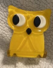 Vintage Lucite Owl Napkin Letter Holder Yellow  Side Eyes Acrylic MCM 60s - 70s picture