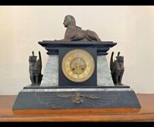 Antique Art Deco Egyptian Revival Clock With Sphinx and Winged Lions / Griffins picture