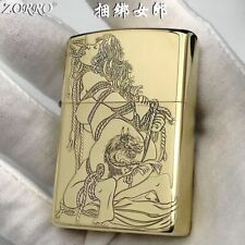 Creative Fine Carving Girl Kerosene Lighter Classic Vintage Men Gifts Collection picture