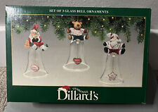 Vintage Dillard's Trimmings Set of 3 Glass Bell Ornaments New In Original Box picture