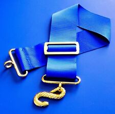 Masonic Blue Lodge Apron Belt with Gold Buckle Royal Blue Extension  picture