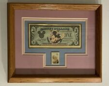 RARE FRAMED DISNEY 1$ DOLLAR MICKEY 1990 WITH WALT DISNEY STAMP picture