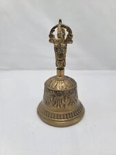 Vintage Brass Dinner Bell Tibetan Buddhist Ghanta Bell Dorje Handle 5.75” & Case picture