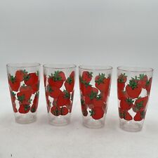 Vintage HJ Stotter Set of 4 Strawberry Summer Tumblers Pool Side MCM Patio BBQ picture