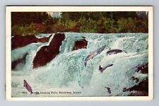 Ketchikan AK-Alaska, Salmon Leaping Falls, Antique, Vintage c1953 Postcard picture