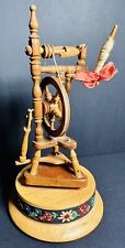 Old Spinning Wheel Swiss Movement Music Box, WORKS  TURNS & PLAYS “EDELWEISS” picture