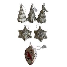 New Burton & Burton Silver Star Christmas Trees Ornaments Set of 5 with Demdaco picture